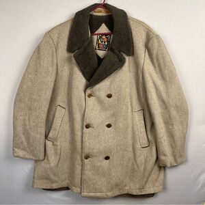 Vtg H.I.S Sportswear Jacket Men’s XL 48 Wool Faux Fur Lined Rancher Western Coat